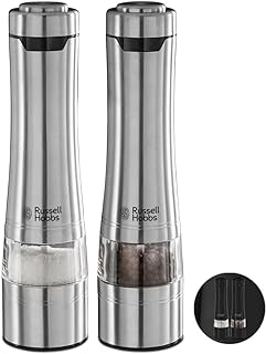Russell Hobbs Salz und Pfeffer Mühle elektrisch [2er Set] Edelstahl (Keramikmahlwerk für getroc…