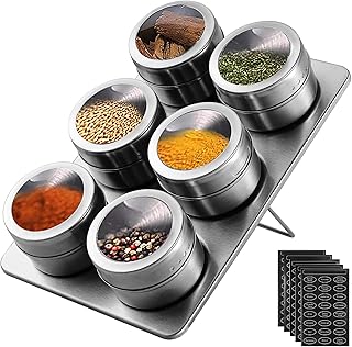 HOMGEN Gewürzdosen Magnetisch Edelstahl 6 Stück Gewürzgläser Set Magnet 100ml Gewürze Spice …
