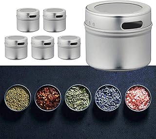 Cepewa Aufbewahrungsdosen magnetisch 6er Set Gewürzdosen Gewürzbehälter Mehrzweckdose Dosen (1…