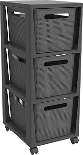 Rotho Brisen Rollcontainer mit 3 Schubladen, Kunststoff (PP recycelt), anthrazit, 3x16l (36,6 x 3…