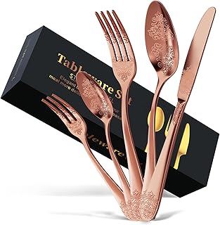 DRAGON RIOT Besteck Set 6 Personen – 30 teilig Edelstahl Besteckset Roségold, Elegantes Bestecks…