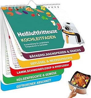 Airfryer Zubehör,Deutsches Airfryer Kochbuch,Air Fryer Rezeptbuch Magnetisch Spickzettel Heißlu…