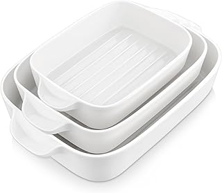 MALACASA, Serie Bake. Bake, 3 teilig Auflaufformen für den Ofen, Porzellan Backformen Set Durabl…