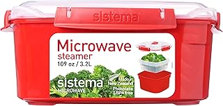 Sistema Microwave Dampfgarer | groß mit herausnehmbarem Korb | 3,2 l | rot