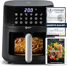 Balter Heißluftfritteuse Airfryer, 5,5 L, Friteuse Heissluftfritteuse XXL mit Sichtfenster, 12 P…