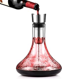 Glastal Wein Dekanter Kristallglas Dekantierer mit Eingebautem Aerator Belüften und Filtern, Tro…