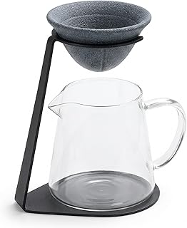 Premium Teefilter Set mit Eisenständer und Glas-Dekanter, Mikroporen-Keramik Teesieb ohne Löche…