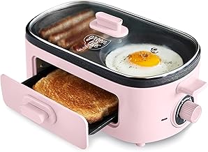 GreenLife 3-in-1 Frühstücksstation, Keramik Antihaft-Dual-Grillplatten für Eier, Fleisch, Pfan…