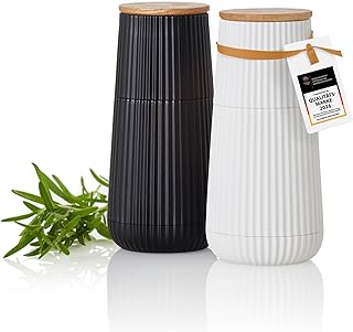 AdHoc MP150 Scape Pfeffer- und Salzmühlen Set, Relief-Design, Schwarz & Weiß, mit CeraCut® Ker…