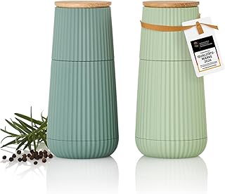 AdHoc MP155 Scape Pfeffer- und Salzmühlen Set, Relief-Design, Dark Green & Light Green, mit Cera…