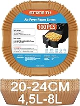 100 Stück Backpapier für Heißluftfritteuse 4,5L-8L, Stone TH 20-24cm Airfryer Backpapier Perga…