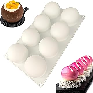duoyif Schokoladenformen Kugel Silikonform 8Löcher 65mm Kugelform Dome-Mousse Silikonform Ball K…