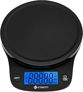 Etekcity Küchenwaage, digital 0,1g genau, 5kg Waage, Großes LCD-Display, Präzisionswaage mit T…