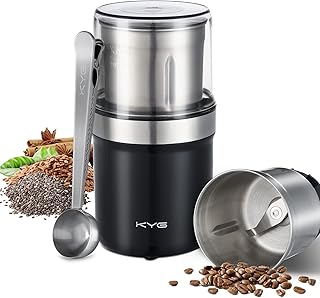 KYG Kaffeemühle Elektrisch mit Abnehmbarer Edelstahlbehälter, 300W Kaffeebohnenmühle elektrisc…