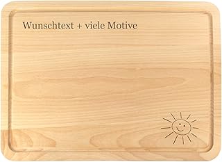 Schneidebrett Holz mit Saftrille und personalisierter Gravur – Spruch, mit Name und Motiv – indiv…