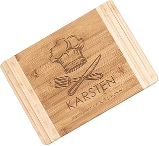 Maverton Bambus Schneidebrett mit Gravur – Servierbrett – Brotzeitbrett massiv – Größe: 35×25 c…