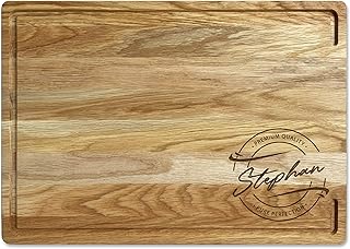 LOOXIS Personalisiertes Premium Schneidebrett mit Namen graviert – 40×30 cm, Eichenholz, Saftri…