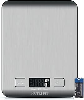 NUTRI FIT Digitale Küchenwaage aus Edelstahl, ultraflache Elektronische Kochwaage Lebensmittelwa…
