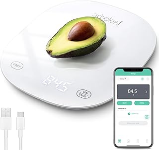 arboleaf Küchenwaage Digital mit App, 10kg/0,5g Küchenwaage Bluetooth mit Kalorienzähler, Näh…