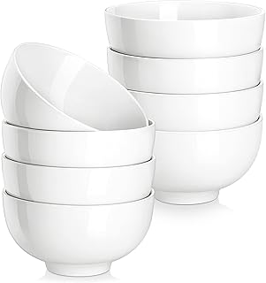MALACASA, Serie Regular, 8-teilig Porzellan Cremeweiß Müslischalen Set, 300ml Eiscreme-Schale M…