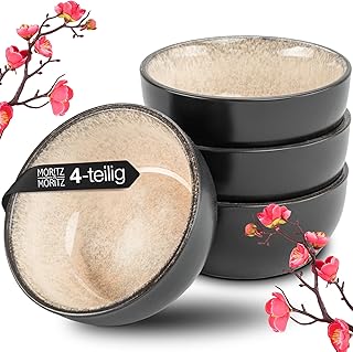 Moritz & Moritz VIDA 4x Miso Schüssel Set 12 cm Ø – Japanisches Geschirr Set aus Keramik für M…