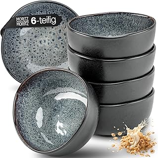 Moritz & Moritz ORGANIC Müslischalen Set 6-teilig Grau, Steingut Bowls im modernen Design, ca. 5…