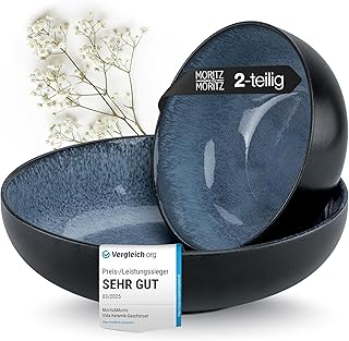 Moritz & Moritz VIDA Servierschalen Set Blau – 2x Große Schalen aus hochwertigem Porzellan, Mode…