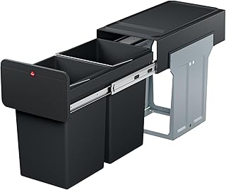 Hailo EcoLine Design Duo L Einbau-Mülltrennungs-System 2×14 Liter – Duo-Mülleimer mit Vollauszu…