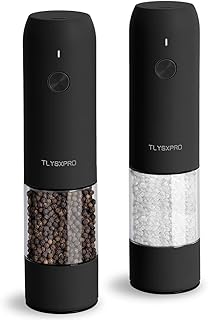 TLYSXPRO Salz und Pfeffermühle Elektrisch 2er Set, USB Wiederaufladbar, Einstellbarer Grobheit G…