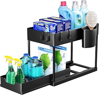 Puricon Unter Waschbecken Regal Spülschrank Organizer, 2 Etagen Standregal Küche Arbeitsplatte …