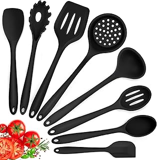 Herogo Küchenhelfer Set, 8-teilig Silikon Kochbesteck Set, Antihaft Hitzebeständig Küchenutens…