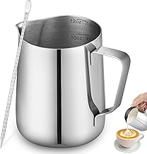 ​ISHEWUDU Milchaufschäumer Krug 350ml mit Latte Art-Stift, Edelstahl Milchkännchen für Kaffe…
