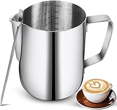 Milchaufschäumkrüge, 340 ml, Edelstahl-Espresso-Dampfkrüge mit Dekorationsstift, Kaffee, Milch…