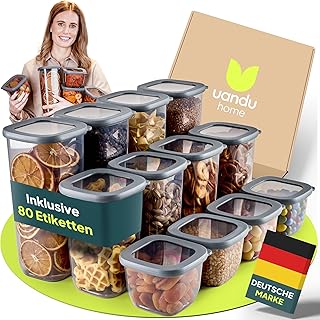 uandu Vorratsdosen mit Deckel luftdicht – 12er Vorratsbehälter Set BPA Frei, Aufbewahrungsdose…