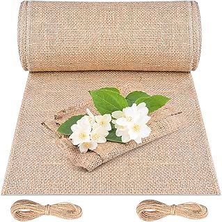 Cieex Jute Tischläufer, Juteband Tischband 30cmx10m, 100% Natur Juteläufer mit 20 m Jute-Schnur…