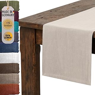 chambry Premium Tischläufer 100% Leinen Stonewashed – Handarbeit Made in Germany – natürliche u…
