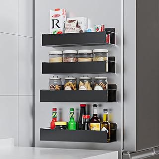FINIBO Magnetische Ablage Kühlschrank, 4 Pack Magnetisches Gewürzregal (2 große und 2 kleine m…