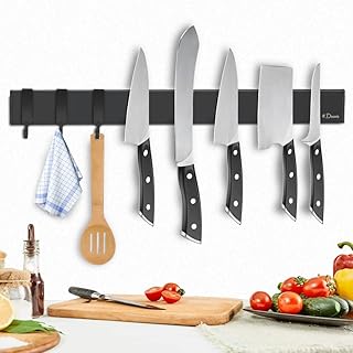 Dmore Magnetleiste Messer mit 3 Haken, 40 cm Messerhalter magnetisch schwarz, extrem selbstkleben…