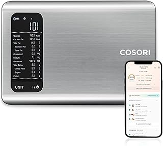 Cosori Küchenwaage digital mit Nährwertberechnung, Ernährungswaage App verfolgt 19 Nährstoffe…