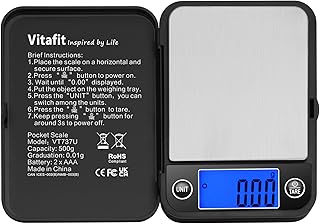 Vitafit 500g/0,01g Digitale Taschenwaage,Feinwaage,Digital Gramm Waage,Goldwaage Münzwaage mit L…