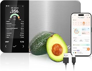 Cosori Küchenwaage digital Ernährungswaage, Lebensmittelwaage mit App, 19 Nährstoffe und Kalor…