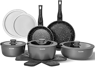 Topfset mit Abnehmbarer Griff, 17-Teilig Topfsets Pfannenset mit Antihaft Beschichtet, Topfset In…