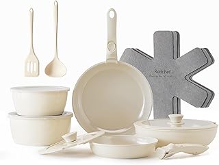 Redchef Topfsets Pfannenset 16-Teilig Antihaft-Keramik-Kochgeschirr-Set mit Abnehmbaren Griffen, …