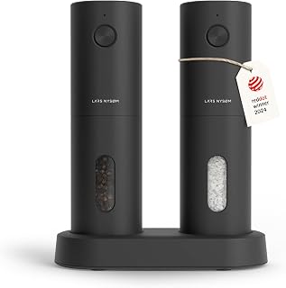 LARS NYSØM Salz und Pfeffermühlen Elektrisch Set I Keramikmahlwerk fein bis grob I USB Wiederau…