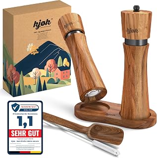 kjøk Premium Salz- und Pfeffermühle Set aus Akazienholz – stufenloses Keramikmahlwerk – mit…