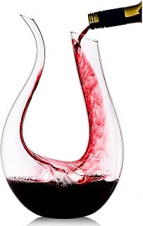 Weinkaraffe – 100% bleifreie U-förmige Kristall-Weinkaraffe rote mundgeblasene Weinkaraffe 1.5L