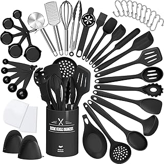 Küchenhelfer Set, 43-teiliges Silikon Kochutensilien Kochbesteck Set, Hitzebeständiger Kochgesc…