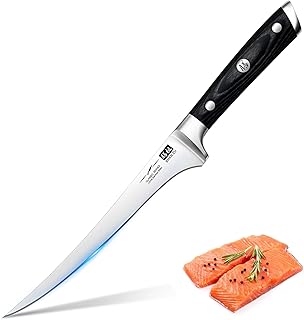 SHAN ZU Filetiermesser Scharf 18cm, Deutscher Edelstahl Fischfiletiermesser | Profi Lachsmesser F…