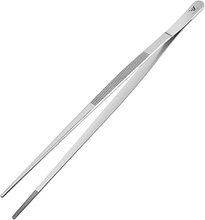 30cm Edelstahl Kochpinzette – profi Küchenzange mit gezackten Spitzen für Grillen, Braten, Garn…