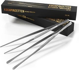 4smile Grillzange 30 cm – 2 Stück Grillzange Edelstahl, Silber | Vielseitig einsetzbare Küchenz…